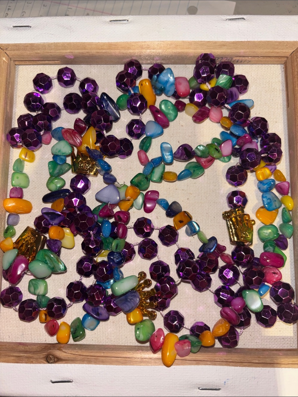 Multicolor Beaded Women’s Necklace with Purple Faceted Beads